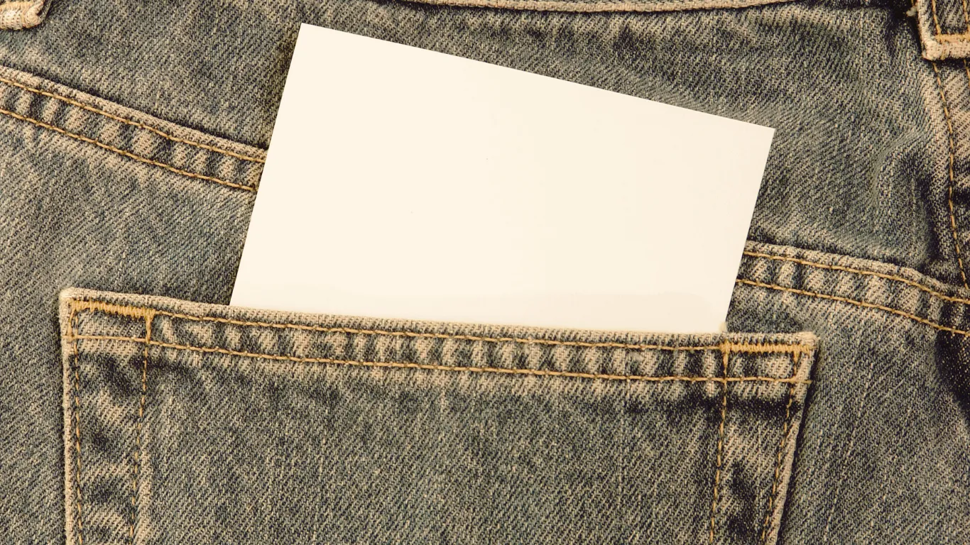 An envelope in the back pocket.
