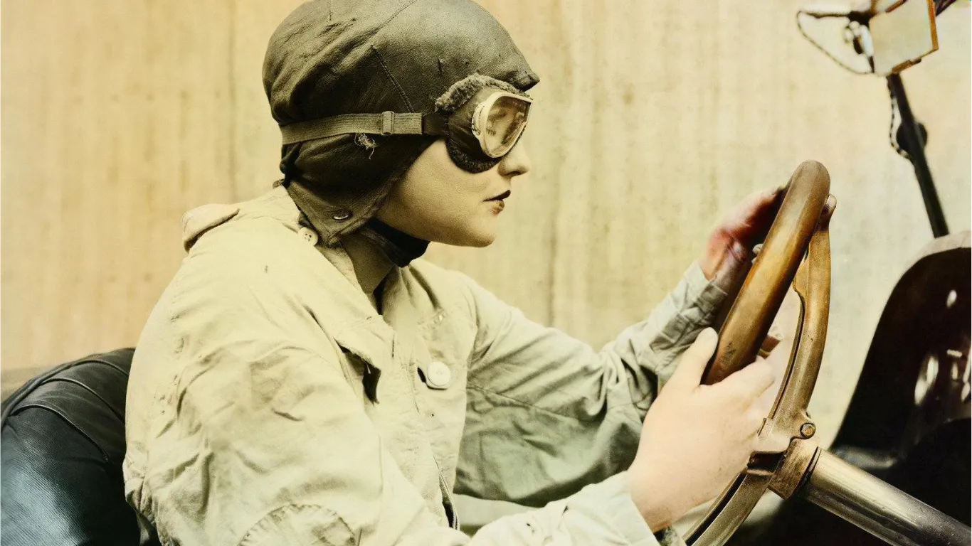 Woman driving a car.